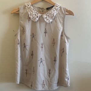 🌟- Women’s Ballerina / embroidered collar top.